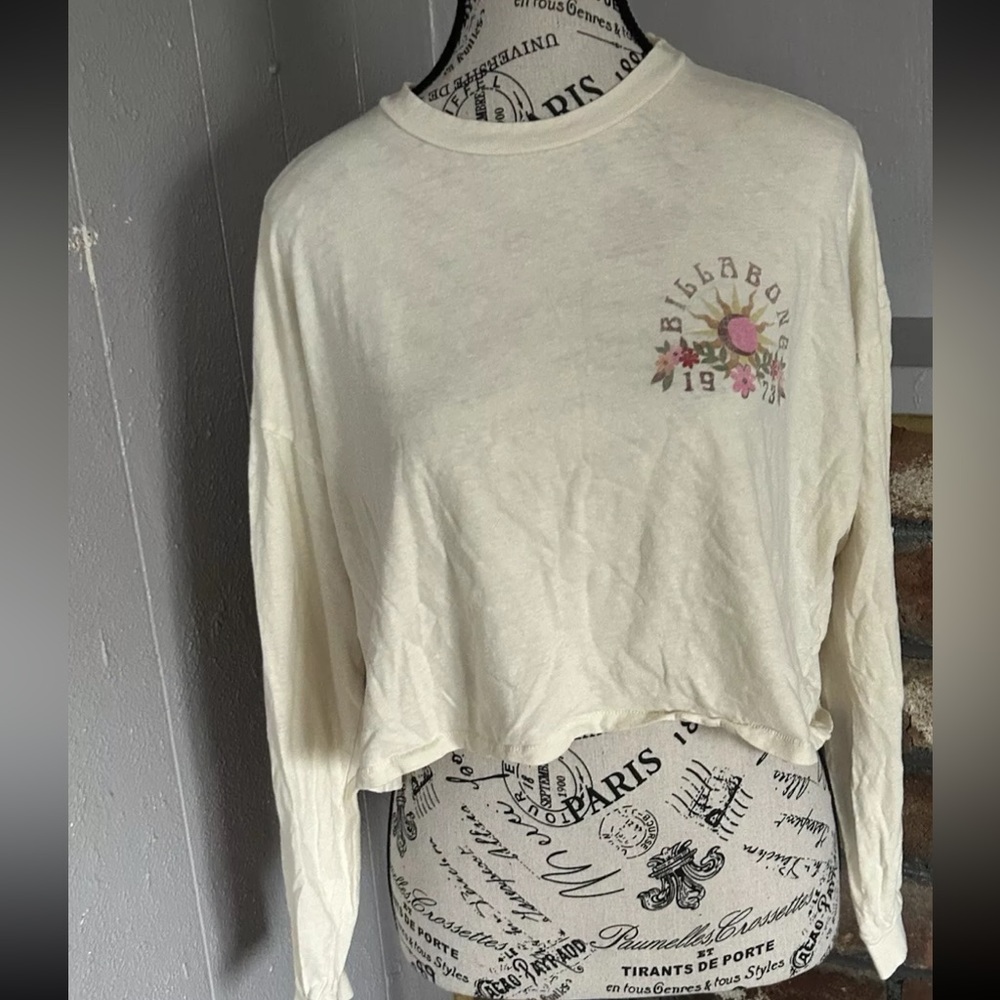 Billabong Cream Women's Crop Top t-shirt Free Your Mind XS Boho